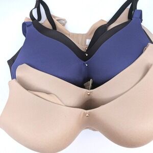 Cacique Lot of 5 Lightly Lined No Wire Bra 38DDD Blue Black Tan Smooth Seamless